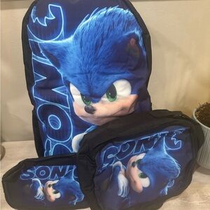 Sonic the Hedgehog Backpack and lunch bag and pencil case set